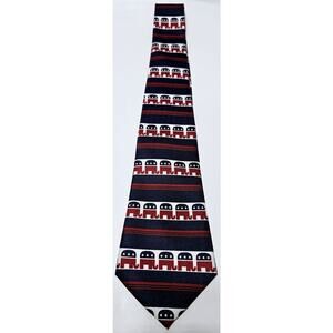 Vtg Mens Republican Party GOP Elephant Mascot Logo Red White Blue Patriotic Tie